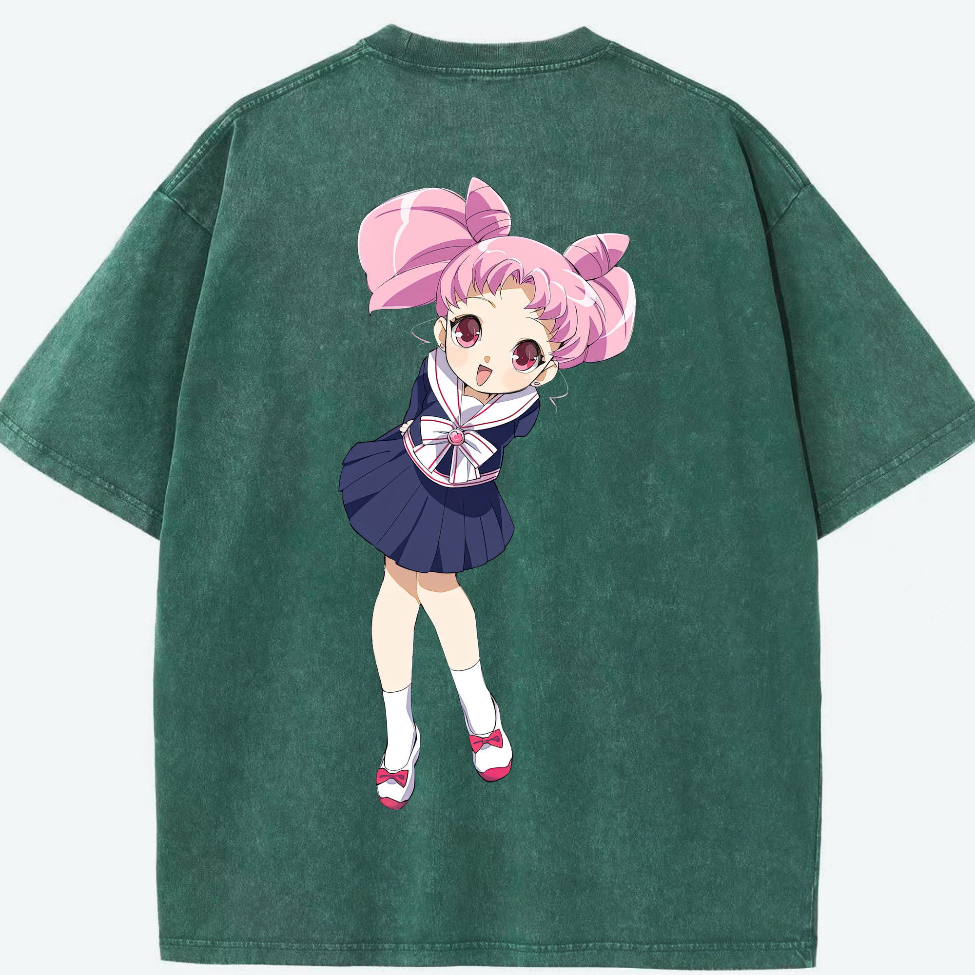 （画像用） 美少女戦士セーラームーン ちびうさ Sailor Moon Chibiusa Tsukino Usagi Small Lady Serenity 綿100% ヴィンテージ風 半袖Tシャツ（背面プリント）